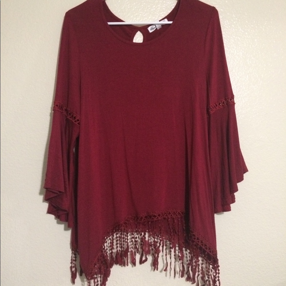 Bell Sleeve Top Burgundy